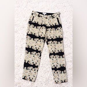 Harlyn Daisy Print Pants Black Floral Ankle Crop Tapered Trouser Size 0